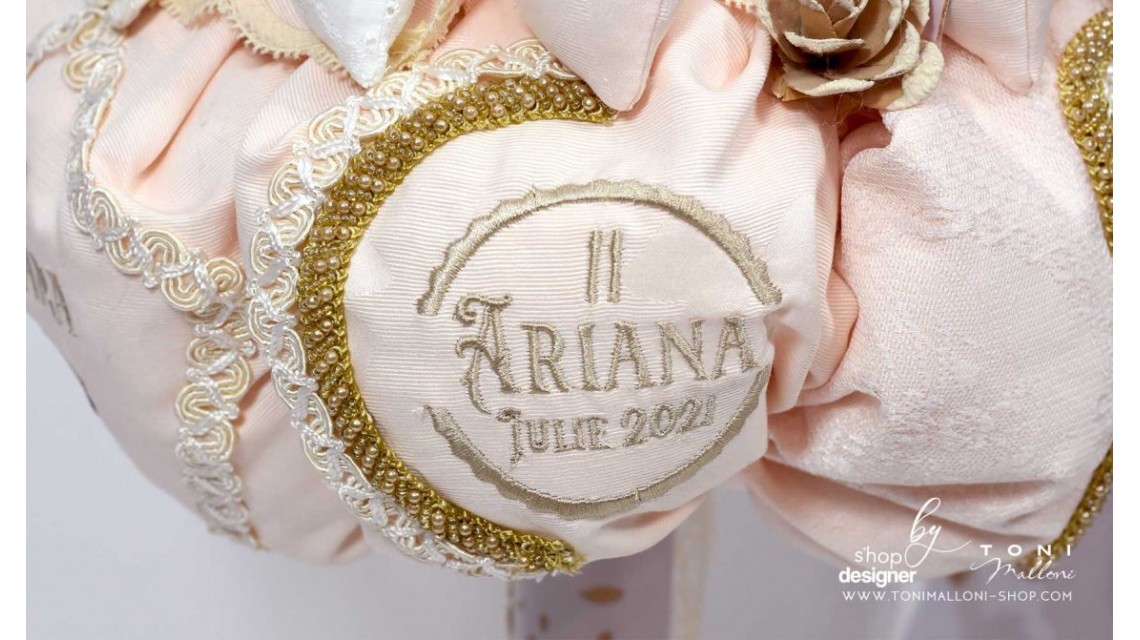 Lumanare botez cu fluturi si broderie personalizata gold 16